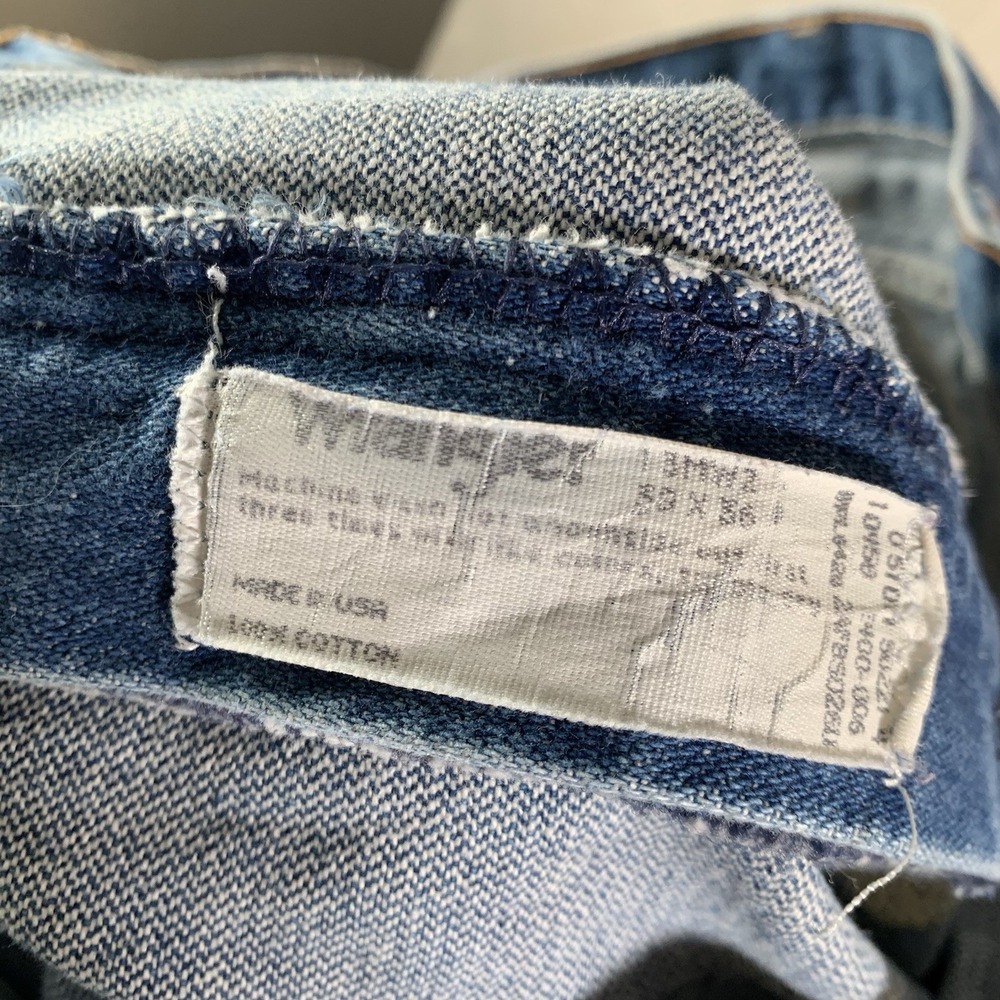 Vintage Wrangler 13MWZ Jeans Mens 38x36(36x36) Medium Wash Straight Made USA 90s - Picture 6 of 11